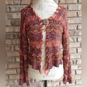 Ball Of Cotton Multi-Colored Art To Wear Boho Cardigan Sweater.